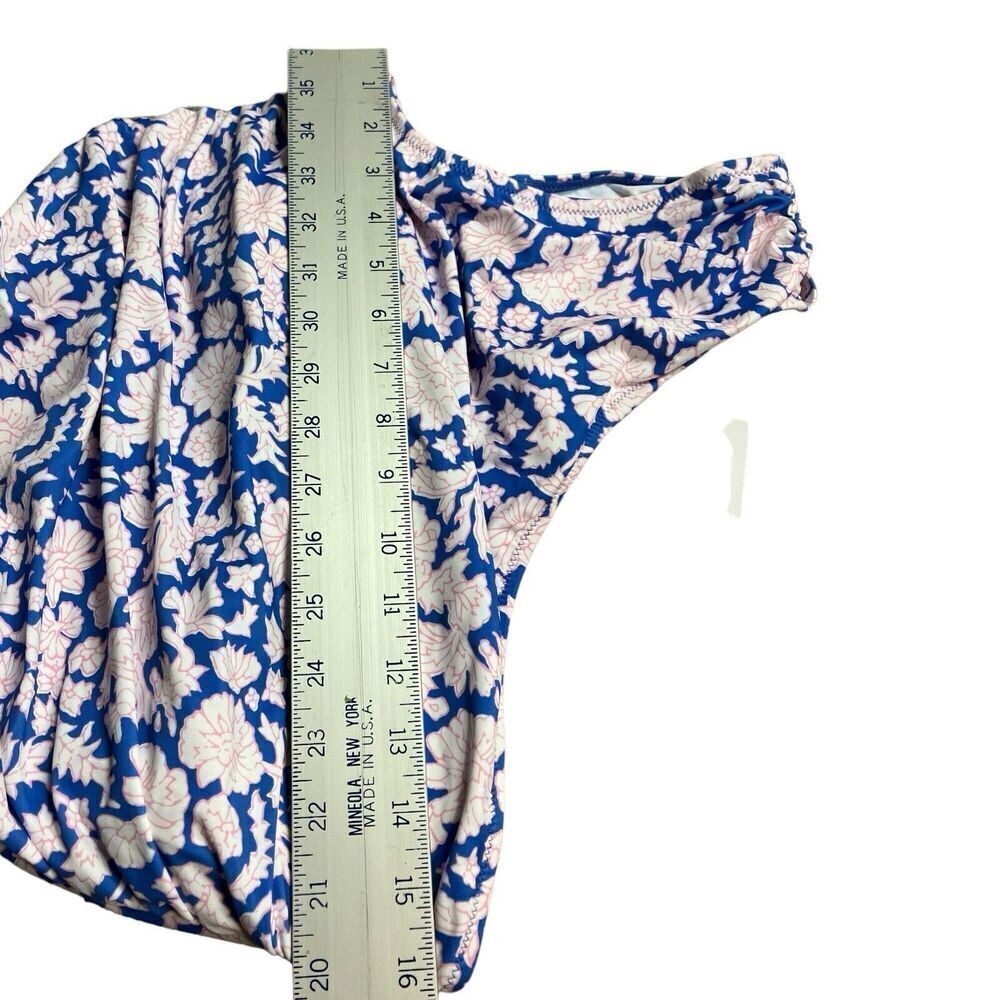 SZ Blockprints J Crew 12 Blue Floral one-shoulder one-piece swimsuit Nila‎ print - Picture 5 of 12